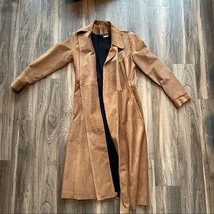Reformation Brown Suede Leather Oakley Long Trench Coat